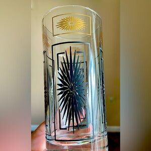 MCM Atomic Starburst Black and Gold Tall Glasses